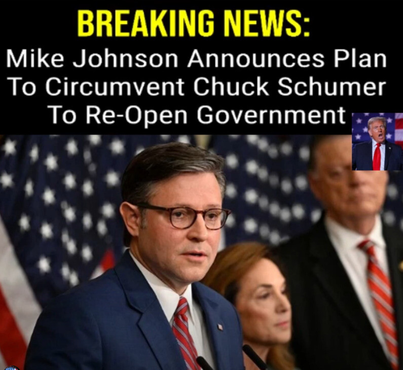 13.Mike Johnson Announces Plan To Circumvent Chuck Schumer To Re-Open Government
